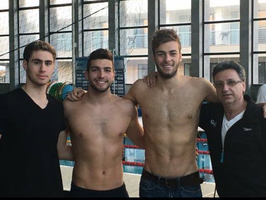 Da sx Marc Hinawi, Gabriele Detti, Gregorio Paltrinieri e Meir Loya