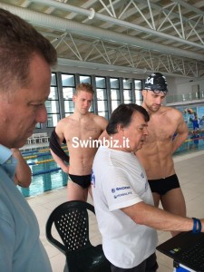 Il tecnico federale Claudio Rossetto con Antonelli, Ferretti e Dotto