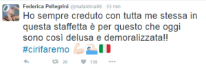 Il tweet serale di Federica Pellegrini