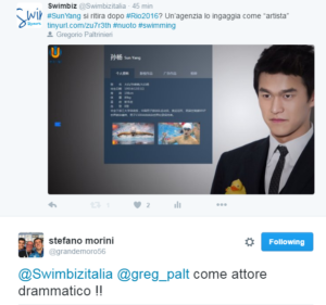 Il commento sotto l'articolo di Swimbiz "twittato" da Stefano Morini