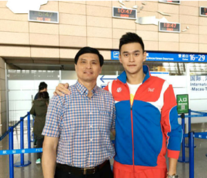 Sun Yang col padre alla Oracle Arena