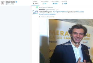 L'account ufficiale dell'evento "Miss Italia" ha ritwittato l'articolo di Swimbiz.it