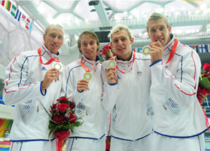 La 4x100 stile francese a Pechino 2008 (Afp)