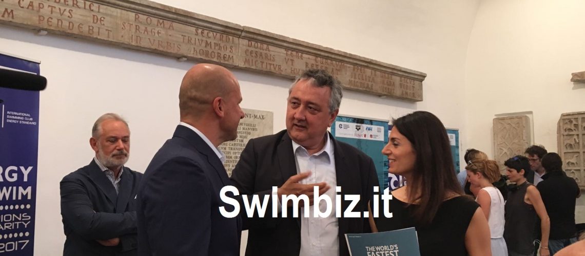 Il magnate ucraino Konstantin Grigorishin col Presidente Fin Paolo Barelli e la Sindaca di Roma Virginia Raggi